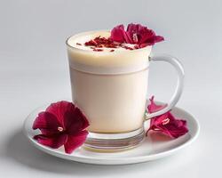 a cup of coffee with a flower on top photo