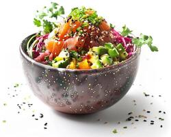 a bowl filled with a colorful salad photo