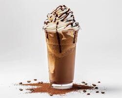 a chocolate milkshake with whipped cream and coffee beans photo