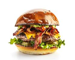Large Hamburger with Bacon, Lettuce, and Cheese photo