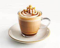 Cup of Coffee with Whipped Cream and Nuts photo