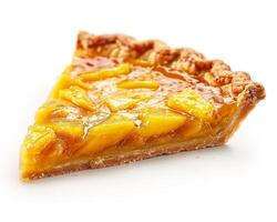 A Slice of Peach Pie on a White Background photo