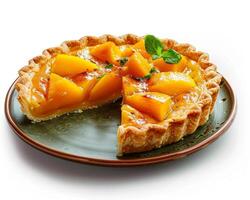 A Slice of Peach Pie on a Plate photo