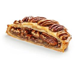 A pecan pie with pecans on top photo