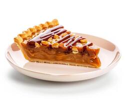 a piece of caramel apple pie on a plate photo