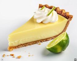 a slice of key lime pie with whipped cream photo