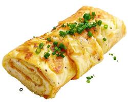 a roll of cheese and green onions photo