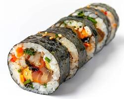 a sushi roll with vegetables and other ingredients photo