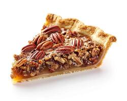 a slice of pecan pie with a piece missing photo