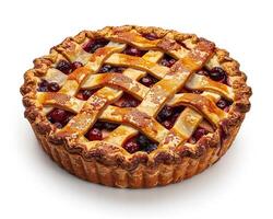 a pie with a lattice design on top photo