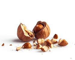 a nut shell and a nut shell on a white background photo