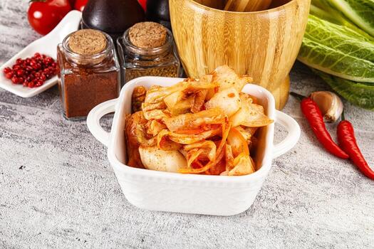 coreano cocina fermentado repollo kimchi foto