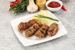 Beef kebab minced meat with onion photo