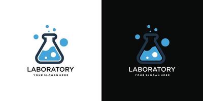 Laboratory template logo design with a unique shape. Premium vector
