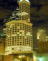 Cityscape with modern buildings background photo
