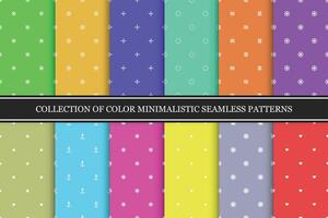 Collection of simple seamless colorful patterns. Bright stylish minimalistic backgrounds. Trendy textile prints - vibrant design vector