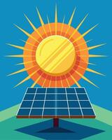 The suns rays dance on the solar trees solar panels creating a mesmerizing display of light and energy.. illustration. vector
