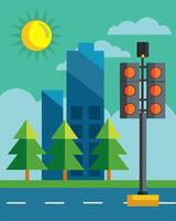 The solarpowered traffic lights were a small but significant step towards reducing the carbon footprint of the city.. illustration. vector