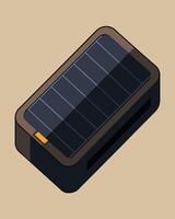 The sleek black solarpowered battery pack was a popular choice a urban commuters providing a convenient and ecofriendly way to keep devices powered on the go.. illustration. vector