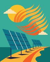 Uninterrupted rows of panels create a visual rhythm a harmonious dance with the sun as they generate clean energy.. illustration. vector
