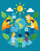 The Solar Energy Cooperative serving as a shining example of how collaboration and collective action can make a positive impact on the environment.. illustration. vector