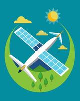 The solarpowered planes ecofriendly operation aligns perfectly with the principles of sustainable aviation and protects the environment from harmful carbon emissions.. illustration vector