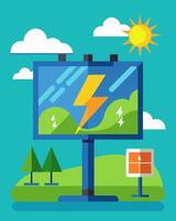 The energyefficient solarpowered billboard flashing catchy slogans and captivating graphics.. illustration. vector