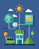 The solarpowered EV charger is equipped with a monitoring system that tracks the energy usage and production allowing for a better understanding of the environmental impact and. vector