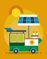The solarpowered food carts are a symbol of innovation and progress showing that even the simplest of businesses can make a positive impact on the environment.. illustration. vector