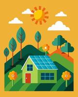 The integration of solar panels into farming operations not only reduces the carbon footprint but also allows for greater independence and selfsufficiency for farmers.. vector