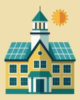 The historic inn was updated with a sustainable edge as solar panels were installed on its classic shingled roof preserving the charm of the building while reducing its carbon. vector