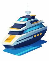 The luxurious yacht boasted a stateoftheart solar power system ensuring a smooth and quiet ride for its passengers.. illustration. vector