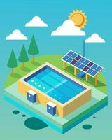 With minimal maintenance and operating costs a solarpowered swimming pool is not only a wise investment but also a responsible choice for the environment.. illustration. vector
