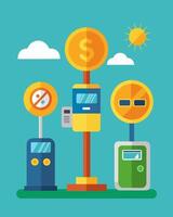 The convenience of being able to pay for parking without the hassle of finding spare change was just one of the benefits of solarpowered meters.. illustration. vector