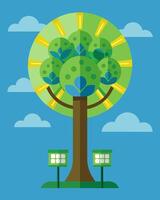 The perfect blend of nature and innovation the solar tree serves as a reminder of our responsibility towards the planet.. illustration. vector
