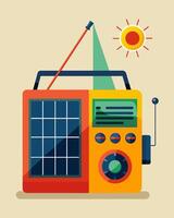 The centers emergency radio is powered by a small yet efficient solar panel ensuring that crucial communication is always available.. illustration. vector
