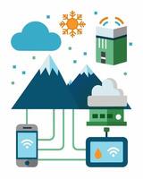 With customizable settings and remote monitoring capabilities these snow melting systems offer a convenient and modern solution to snowy conditions.. illustration. vector