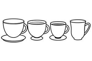 Cups of tea line art illustration elegant design vector