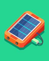 Small in size but big in function this solar charger packs a punch and can charge your devices quickly and efficiently.. illustration. vector