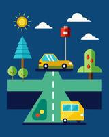 Remote areas with limited electricity access use solarpowered traffic monitoring systems to keep roads safe and orderly.. illustration. vector