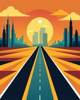 Shimmering highways as far as the eye can see capturing the suns energy and powering entire communities.. illustration. vector