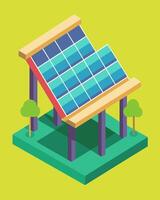 Rows of sleek solar panels integrated seamlessly into the design of a modern play structure providing an interactive and educational experience for children.. illustration. vector