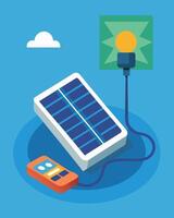 Say goodbye to feeling helpless during power outages. This solar charger gives you the power to stay connected and in control of your devices.. illustration. vector