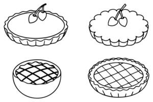 Cherry Pie line art presenting delicate pie illustrations vector