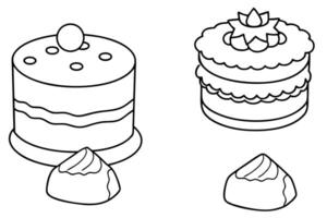 Cakes line art demonstrating clean and elegant lines vector