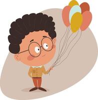 Web a boy holding a bunch of balloons in his hand vector