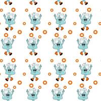 y2k school groovy seamless pattern. Childrens pattern with school supplies and y2k elements. vector