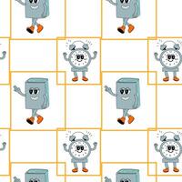 y2k school groovy seamless pattern. Childrens pattern with school supplies and y2k elements. vector