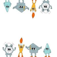 y2k background with school characters in retro 00s, 80s style. Back to school vector