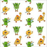 y2k school groovy seamless pattern. Childrens pattern with school supplies and y2k elements. vector